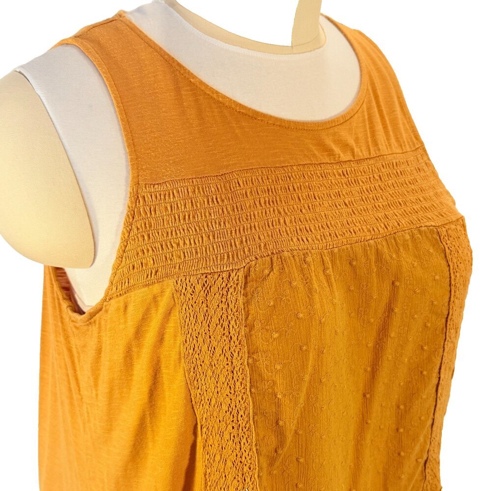 Knox Rose Tank Top Women's XXL Mustard Yellow Boho Swiss Dot Ruffle Hem - Picture 6 of 10